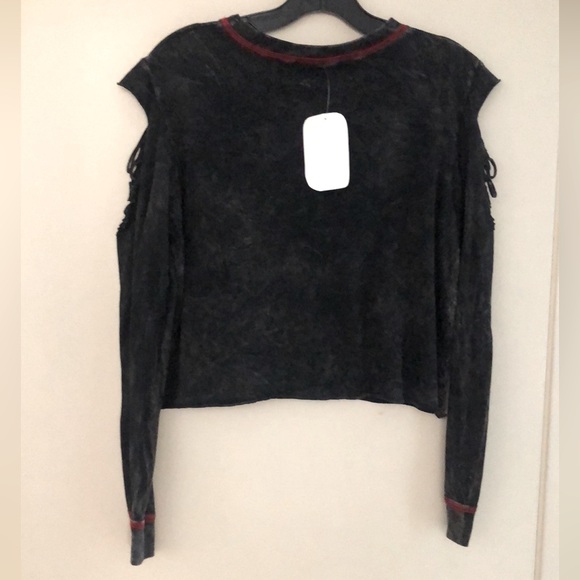 New Destructed Crop mineral washed Long sleeve Jersey T-shirt! Medium! Made USA! - Picture 3 of 10